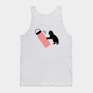 Black kitten and pink water bottle Tank Top